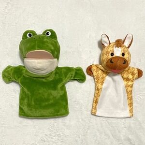 Animal Hand Puppets Frog and Giraffe Plush Toys Pretend Play‎ Storytelling